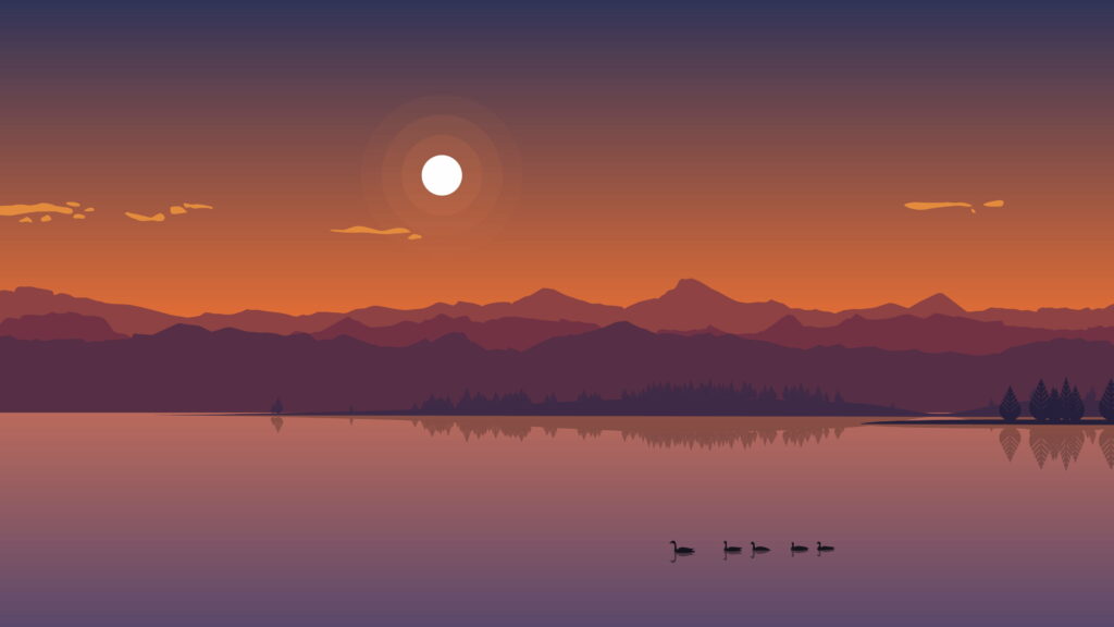 Nature's Vector Sunset: A Stunning Illustrated 4K Wallpaper Background Photo