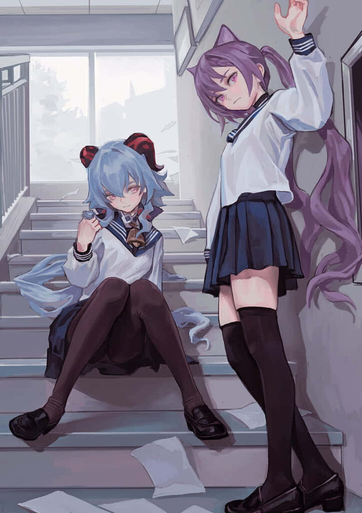 “Genshin-Inspired School Character Wallpaper for PFPs”