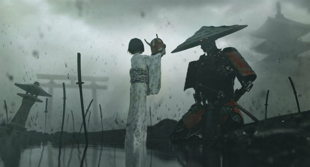 Robosamurai Princess: A Futuristic HD Wallpaper featuring a Sci Fi Girl in Action