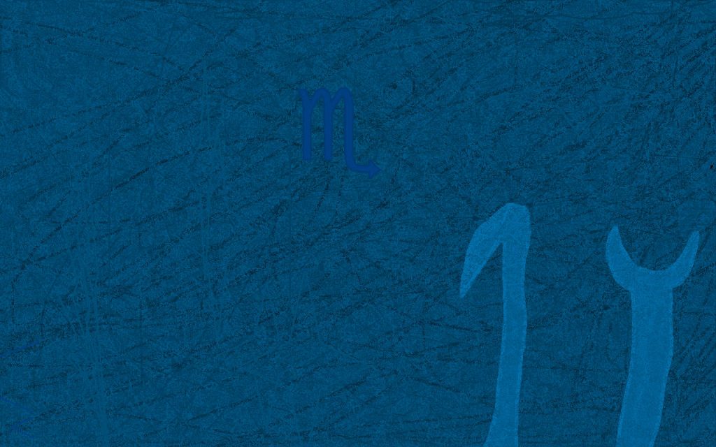 Scorpio blue textured wallpaper with zodiac symbol and claw design minimalist astrology background