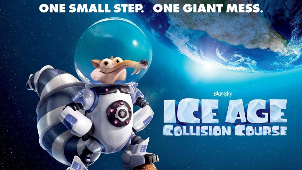 Scrat from Ice Age in high-tech astronaut suit against Earth and deep space background wallpaper
