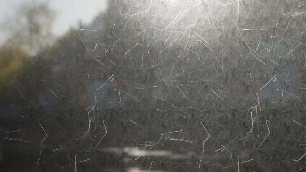 Textured Scratched Glass Close-Up: Rugged Wallpaper Background