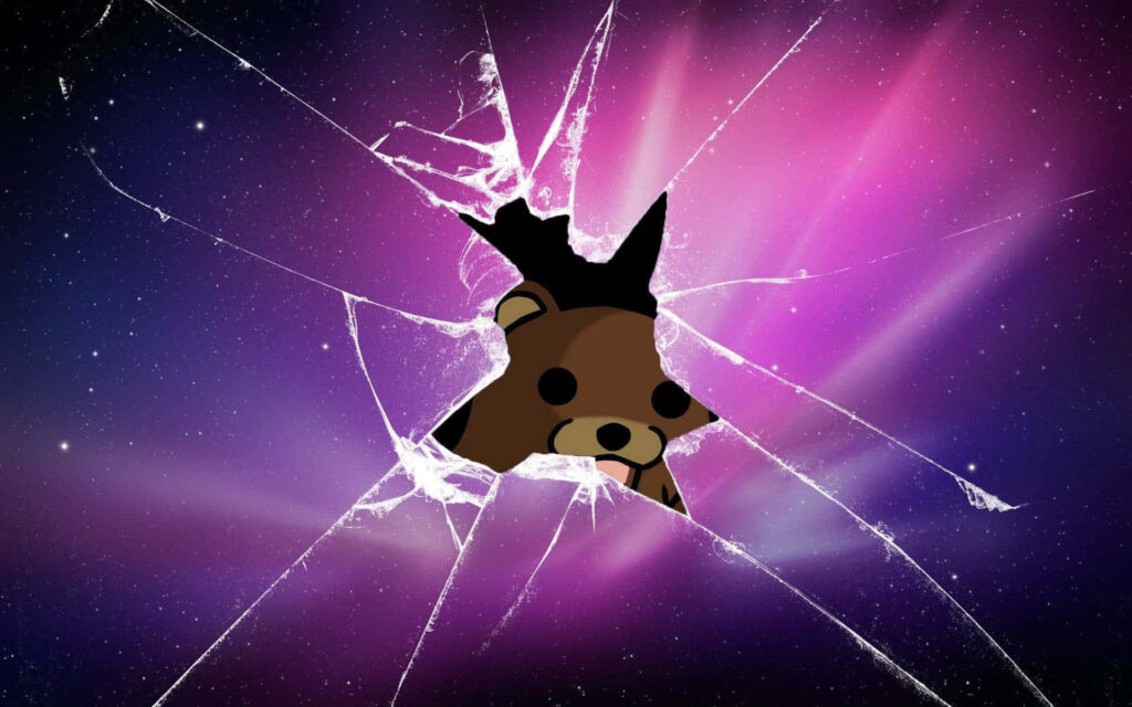 Broken Screen Bear: A Pfp Idea with a Purple Starry Sky Background Wallpaper