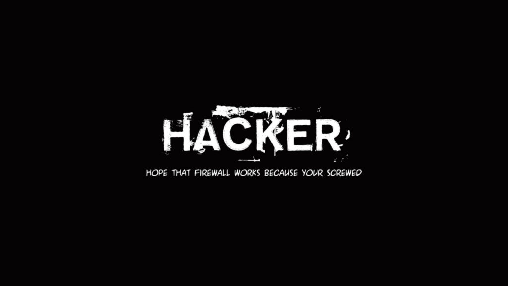 Cyber Intrusion: Enigmatic Hacker Typography in 4K Resolution with White Optimism against a Resilient Firewall Wallpaper