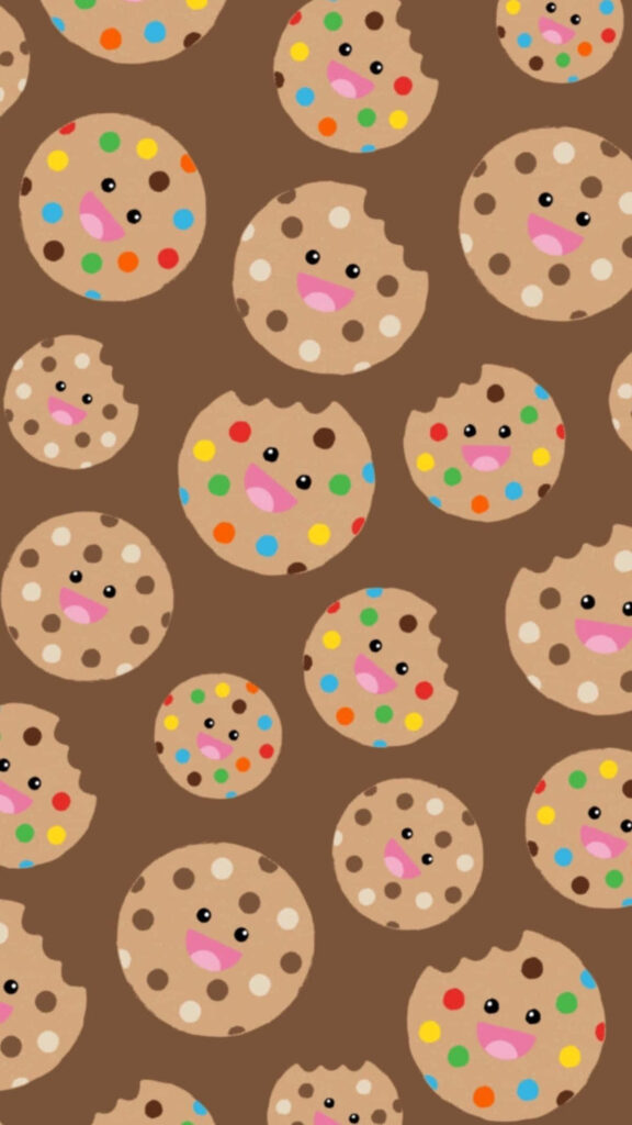 Baking Bliss: Tempting Chocolate Chip Cookie Delight on a Scrumptious Brown Canvas (Ideal for iPhone Baking Theme) Wallpaper