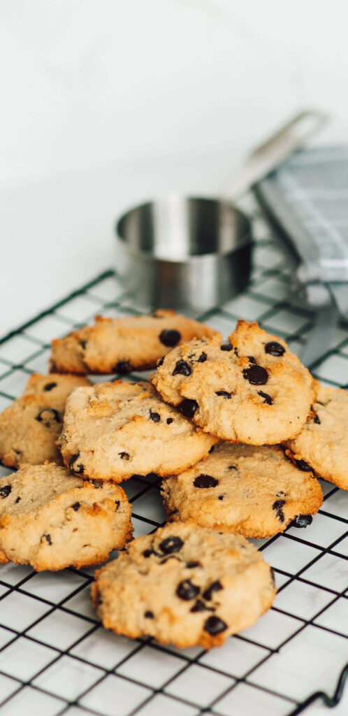 Scrumptious Chocolate Chip Cookies on Wire Baking Tray Wallpaper