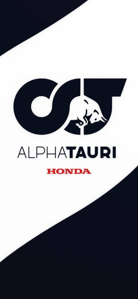 Scuderia AlphaTauri F1 mobile wallpaper with navy white design featuring bull and Honda logo