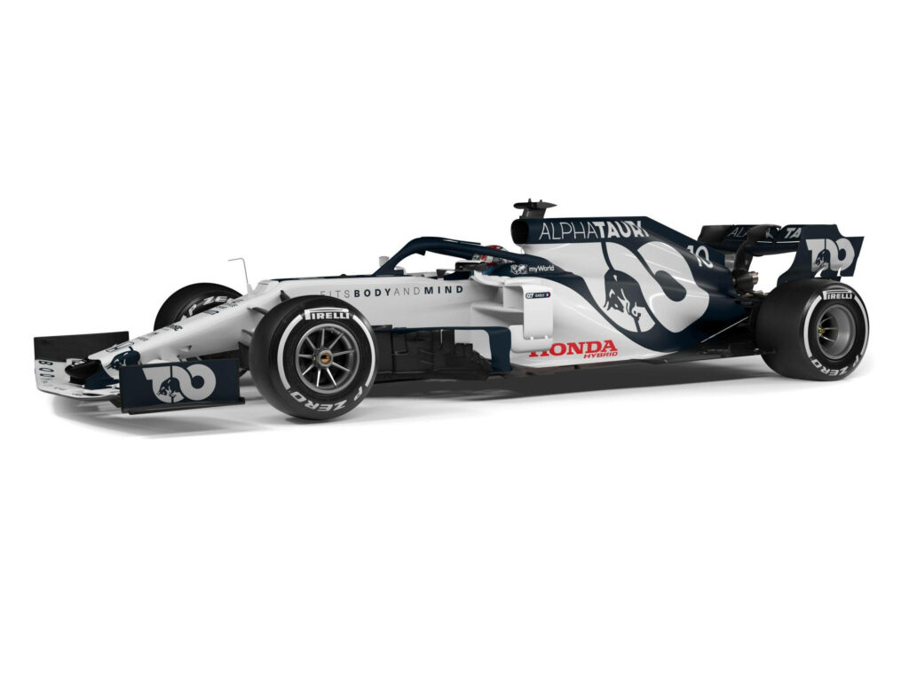 Scuderia AlphaTauri Formula 1 car wallpaper with white navy livery and aerodynamic design