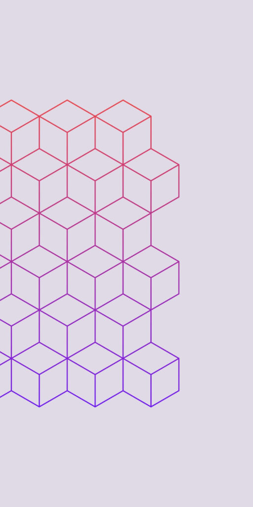 Seamless Red to Purple Cube Pattern Wallpaper on Light Gray Background