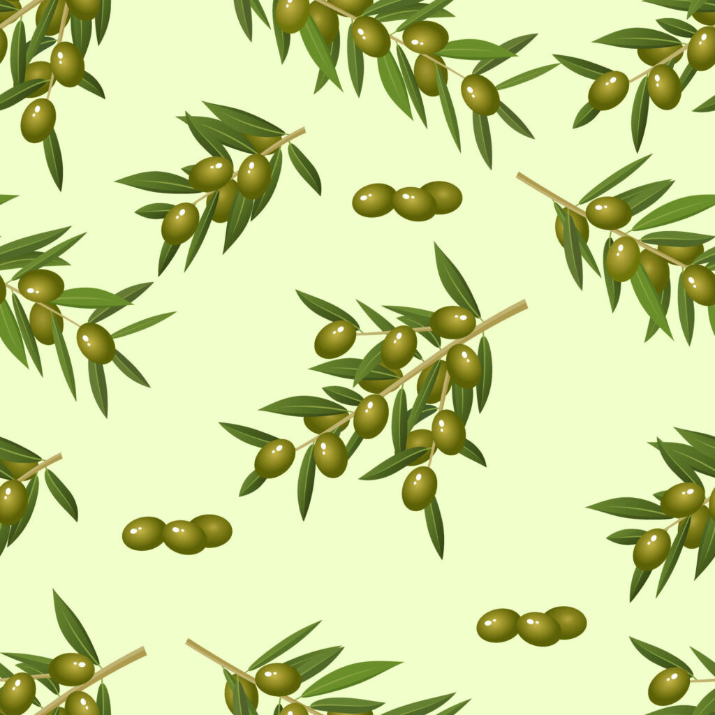 Seamless Olive Branch Pattern Wallpaper - Fresh Green Aesthetic