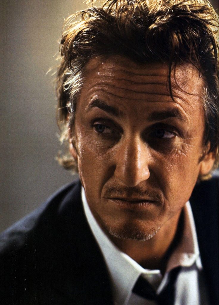 Sean Penn portrait cinematic wallpaper intense expression dramatic moody lighting close-up