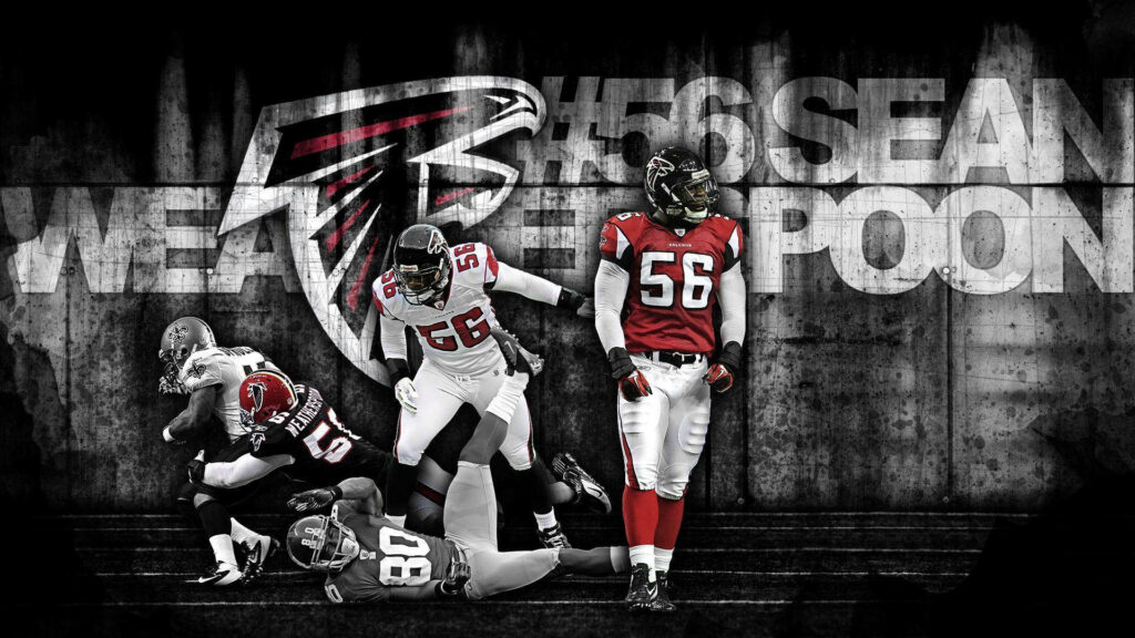 Atlanta Falcons linebacker Sean Weatherspoon in dynamic action with gritty urban background wallpaper