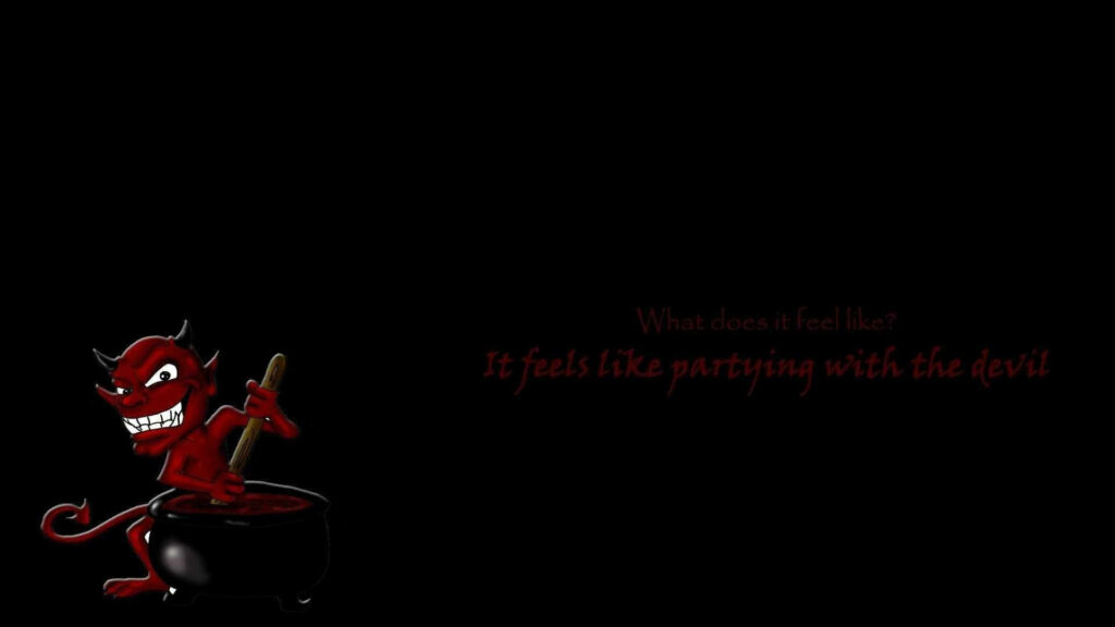 Fiery Red Devil Clipart and Bold Red Quote on a Moody Black Background - Sinister HD Wallpaper