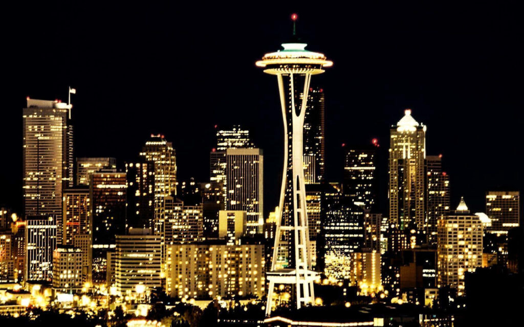 Stunning Seattle Skyline at Night: Space Needle & Cityscape Wallpaper