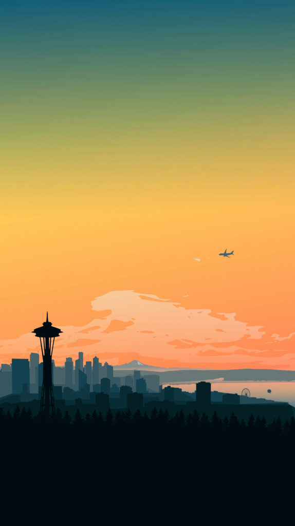 Stunning Seattle Skyline Wallpaper: Space Needle at Sunset