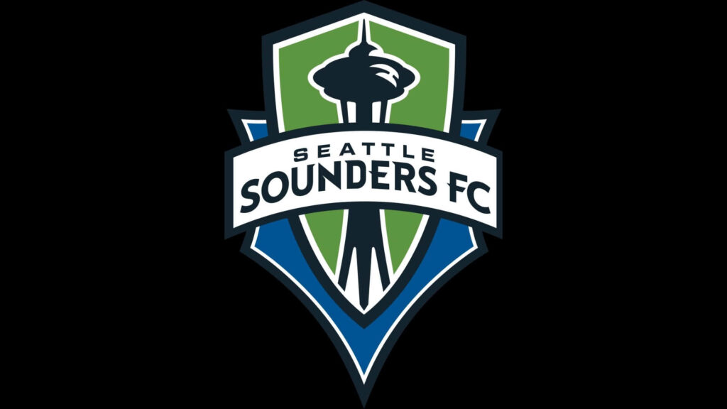 Seattle Sounders FC Logo Wallpaper: Blue, Green & Space Needle Design