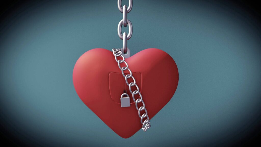 Red Heart with Chain & Lock: Love Wallpaper Background 1920x1080