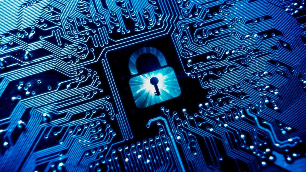 Cyber Fortress: Safeguarding Data with Illuminated Lock - Cyber Security Background Image Wallpaper