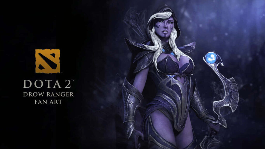 Dazzling Drow Ranger: Unleashing the Power of the Crystal Bow in Dota 2 Wallpaper