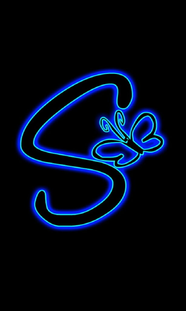 Neon Blue S: A Cool HD Phone Wallpaper with a Vibrant Alphabet Letter
