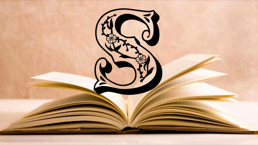 Floral Fusion: A Stunning Letter S Logo Wallpaper Over Open Book Pages