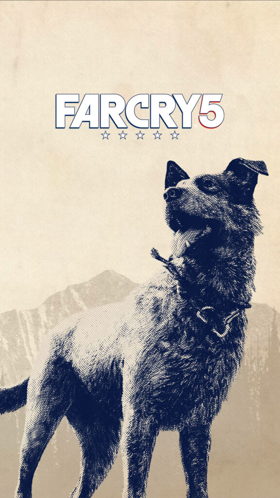 Vintage-Esque Depiction of Boomer the Dog as Iphone Wallpaper in Far Cry 5