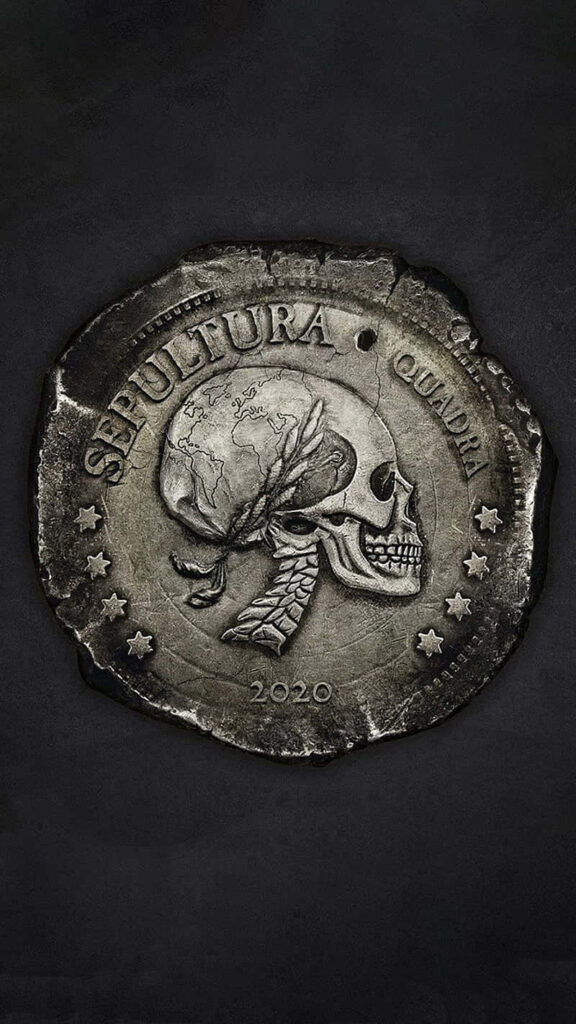 Sepultura Quadra Album Wallpaper: Skull Coin & Cracked Globe Design