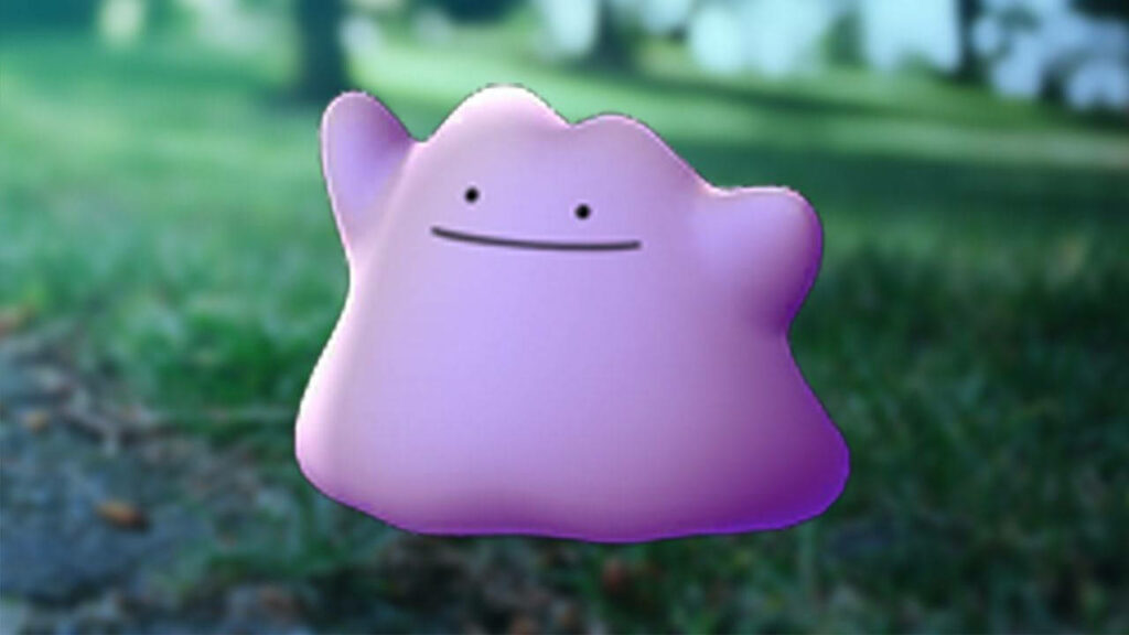 3D Ditto Pokémon Art in Serene Outdoor Setting - Wallpaper
