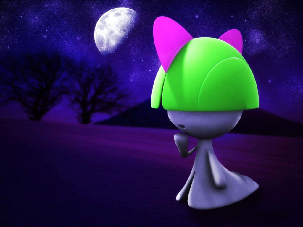 3D Ralts Character Under a Mystical Night Sky Wallpaper