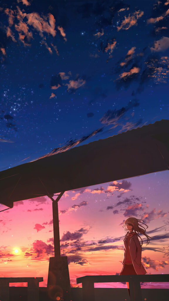 Stunning 4K Anime Wallpaper: Serene Sunset Bridge Scenery