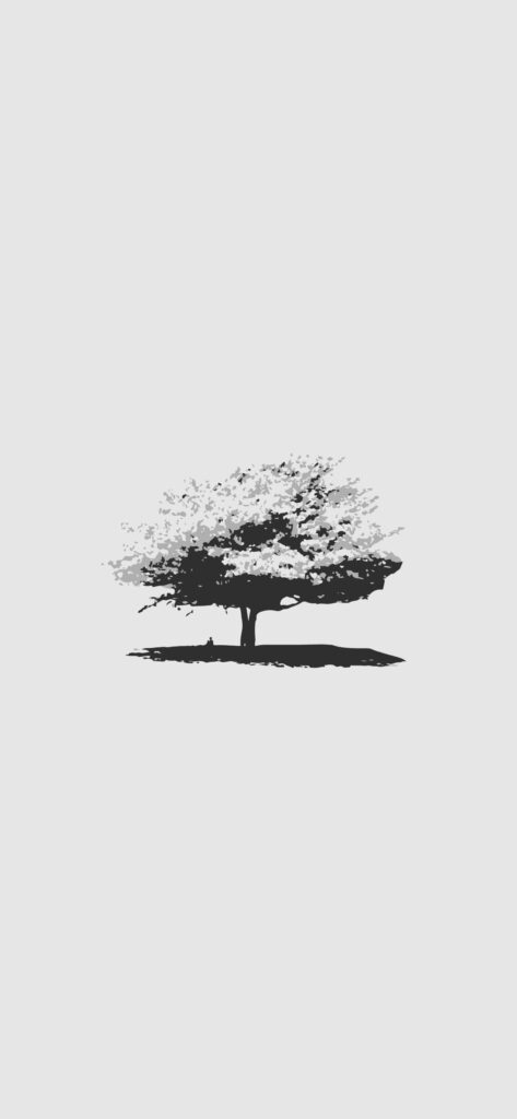 Serene 4K Minimalist Wallpaper: Lone Tree on Soft Grey Background