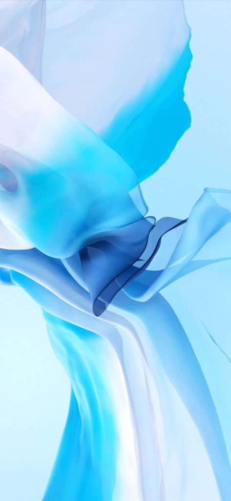 Abstract 3D iPhone wallpaper with translucent blue ribbons and soft ethereal lighting background