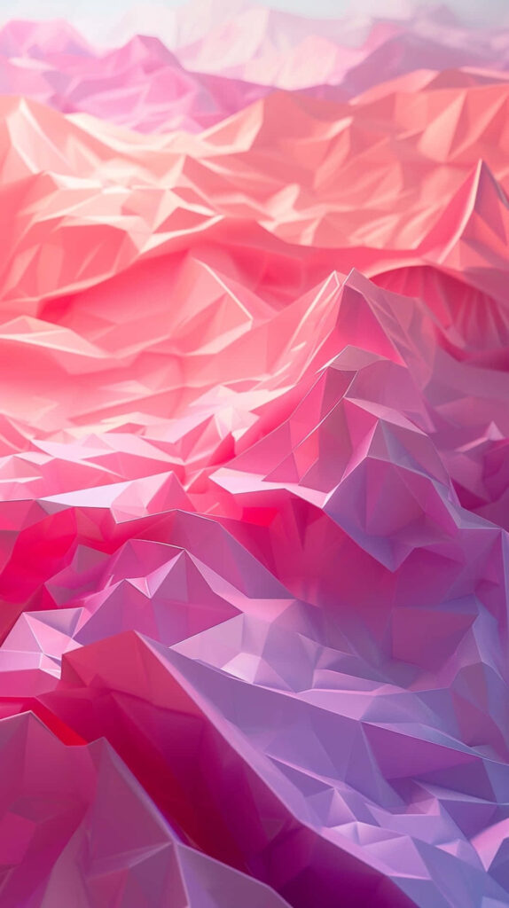 Serene Abstract Geometric Landscape Wallpaper in Pink & Purple