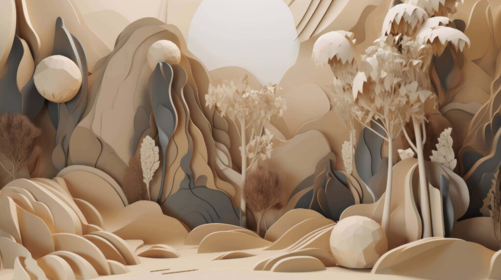 Serene Abstract Landscape Wallpaper in Soft Earthy Tones