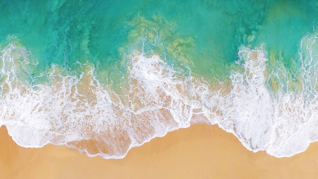 Aerial Beach Wallpaper: Turquoise Waves & Golden Sand Background