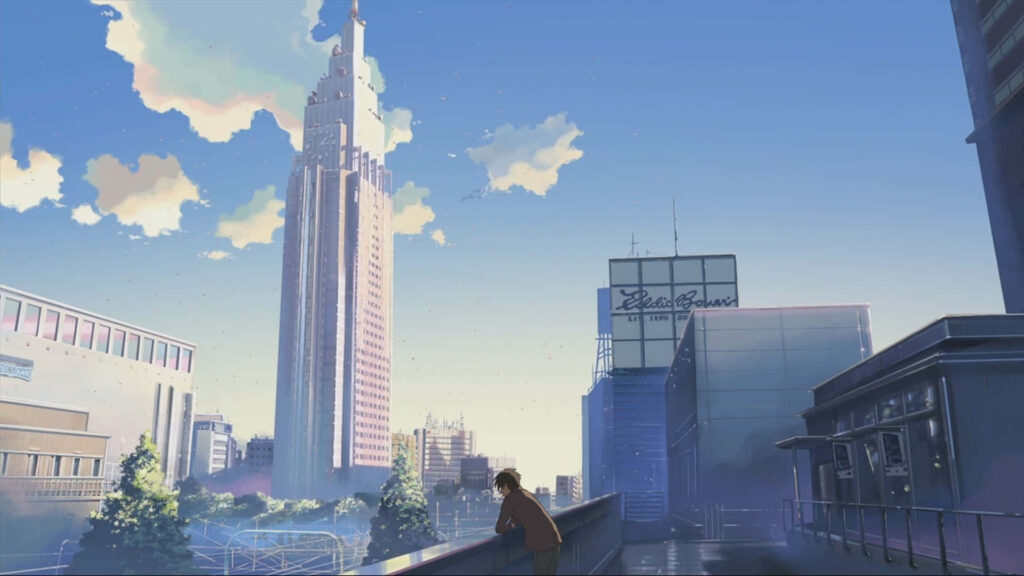 Serene Twilight Cityscape Anime Artwork - Aesthetic Wallpaper Background