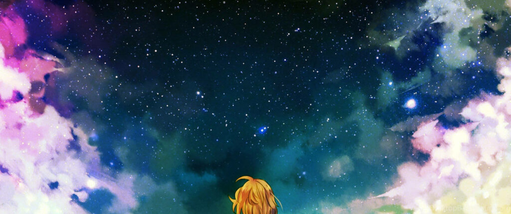 Anime Girl Under Starry Sky - Dreamy Wallpaper Background