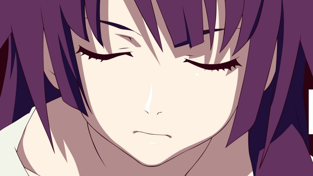 Serene Anime Girl Wallpaper: Purple Hair & Minimalist Design