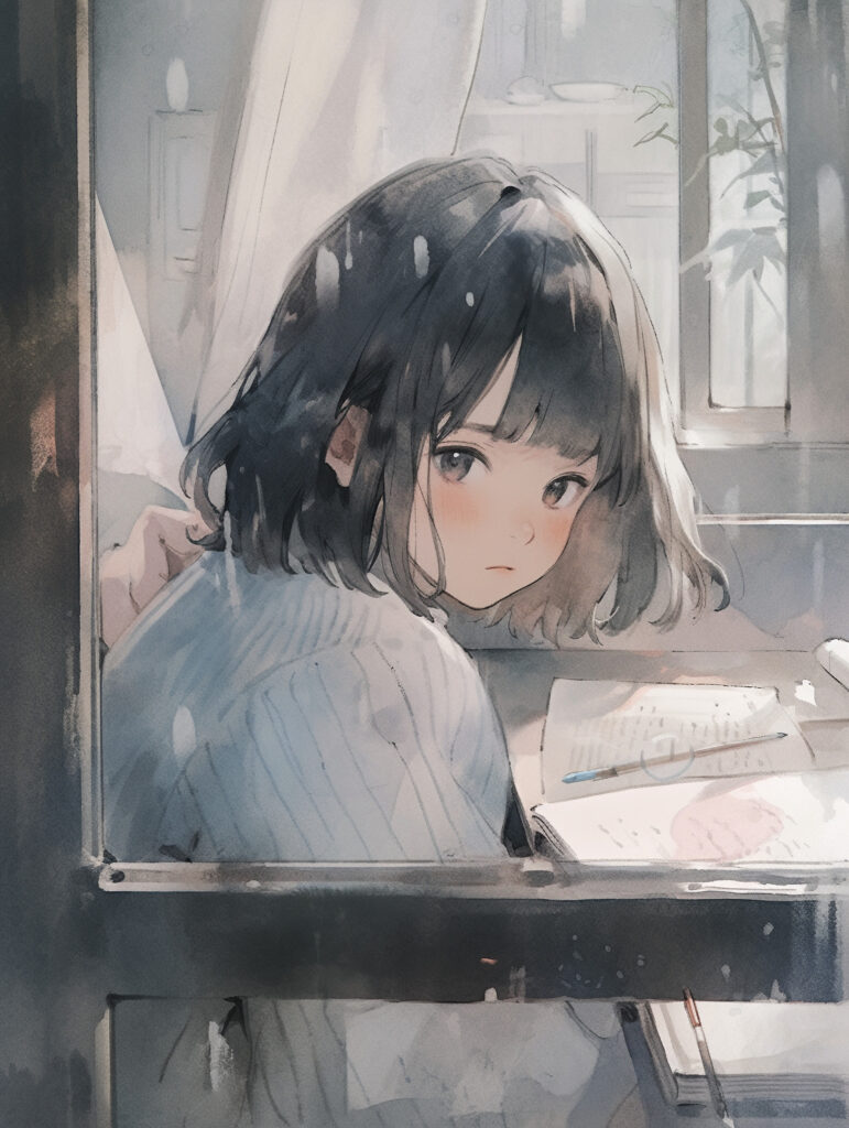 Anime Girl by Window: Serene Moment with Open Book Wallpaper