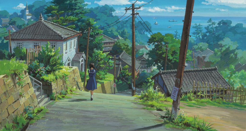 Serene Anime Wallpaper: Female Character in Picturesque Countryside