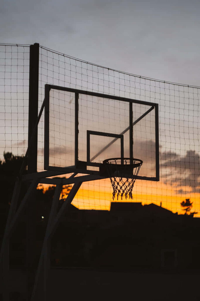 Serene Basketball Hoop Wallpaper at Sunset – Peaceful Evening Scene