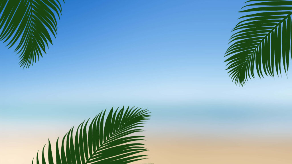 Tranquil Beach Sunset Wallpaper: Serene Coastal Scene Background