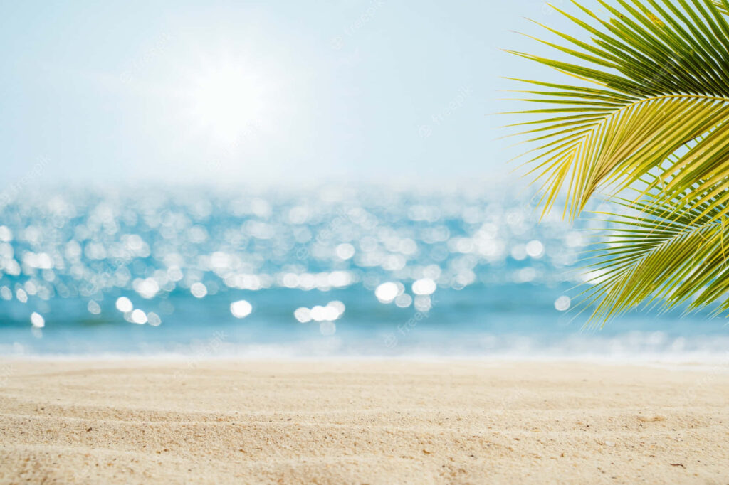 Tranquil Beach Wallpaper: Golden Sand & Sparkling Blue Ocean