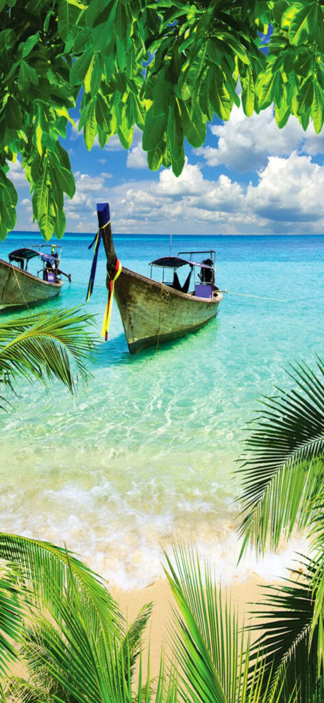 Serene Beach Wallpaper: Turquoise Waters & Tropical Paradise Background