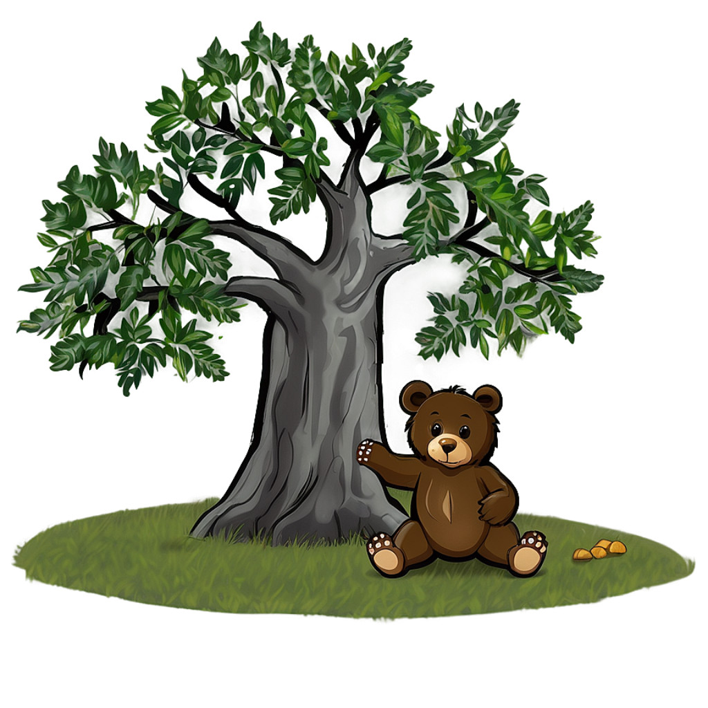 Charming Bear Wallpaper: Peaceful Scene Under Leafy Tree