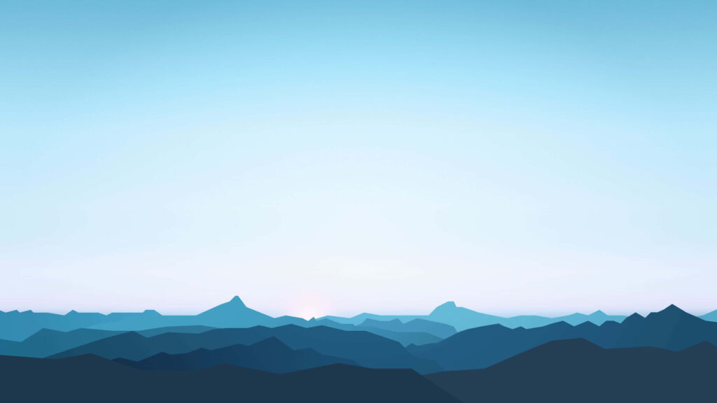 Serene Gradient Blue Wallpaper with Abstract Mountain Silhouettes