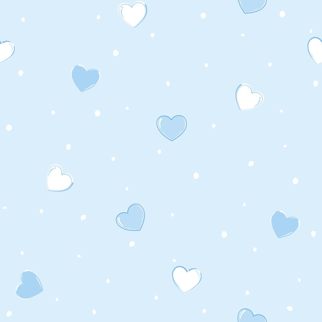 Blue abstract background with seamless sky-blue white hearts and delicate white dots pattern Wallpaper