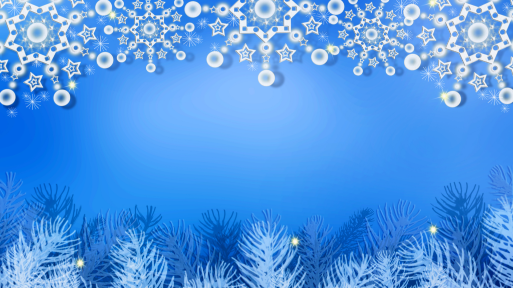 Serene Blue Snowflake Wallpaper with Frosty Pine Branch Accents