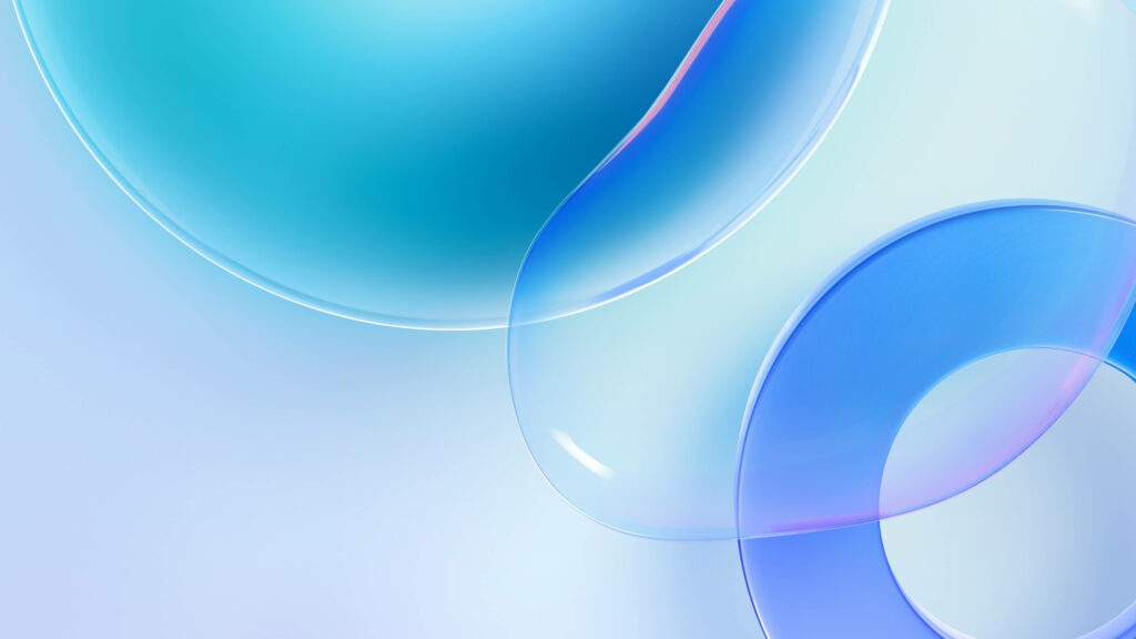 Serene Blue Abstract Wallpaper with Overlapping Transparent Bubbles