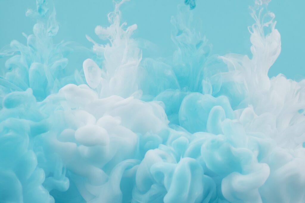 Tranquil Abstract Wallpaper: Ethereal Blue & White Fluid Design